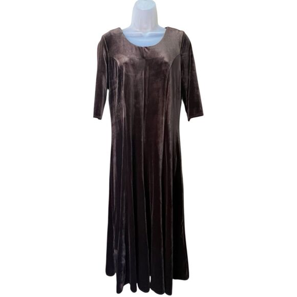 Chadwick's of Boston Brown Velvet Maxi Dress Sz M Fairy Forest Whimsigoth Castle - Picture 8 of 16